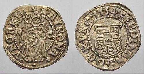 Ungarn Denar 1554 N Ferdinand I 1526-1564. Seltenes und Attraktives Exemplar. Vorzüglich-stempelglan