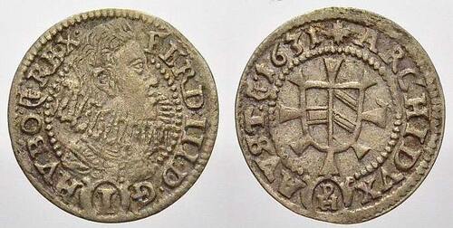 Schlesien-Glatz, Grafschaft Kreuzer 1631 Ferdinand König v. Ungarn, Erzherzog v. Österreich 1627-163