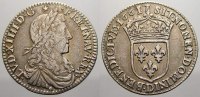 Frankreich 1/12 Ecu au buste juvenile 1661 D Ludwig XIV. 1643-1715. Sehr schön+