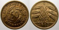 Weimarer Republik 50 Rentenpfennig 1923 G Stempelglanz