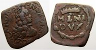 Italien-Mailand Cu Quattrino (Klippenförmig) 1 1707 Carlo III 1707-1740, re di Spagna (1703-1725) e duca di Milano (1707-1740). Sehr schön