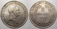 Polen 2 Zloty 1830 FH Nikolaus I. von Rußland 1825-1855. Min. justiert. Sehr schön+