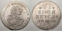 Brandenburg-Preußen 1/6 Taler 1752 A Friedrich II. 1740-1786. Selten in dieser Erhaltung. Kl. Schrötlingsfehler. Prägefrisch!