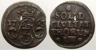 Thorn Cu Schilling 1763 August III 1733-1763. Durchgehender Schrötlingsfehler. Sehr schön+