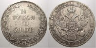 Polen 10 Zloty / 1 1/2 Rubel Nikolaus I. von Rußland 1825-1855.