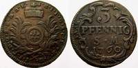 Mainz, Erzbistum 3 Cu-Pfennig Johann Friedrich Karl Graf von Ostein 1743-1763.