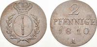 Brandenburg-Preußen Cu 2 Pfennig 1810 A Friedrich Wilhelm III. 1797-1840. Selten in dieser Erhaltung. Vorzüglich-stempelglanz