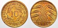 Weimarer Republik 10 Reichspfennig 1935 F Stempelglanz mit schöner Patina