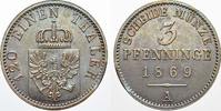 Brandenburg-Preußen Cu 3 Pfennig 1869 A Wilhelm I. 1861-1888. Fast vorzüglich
