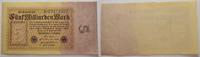 Die Deutschen Banknoten ab 1871 5 Mrd. Mark Reichsbanknote 10.09.1923 Geldscheine der Inflation 1919-1924. I-