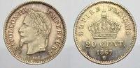 Frankreich 20 Centimes 1867 BB Napoleon III. 1852-1870. Vorzüglich-stempelglanz