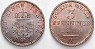 Brandenburg-Preußen Cu 3 Pfennig Wilhelm I. 1861-1888. -