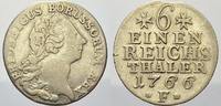 Brandenburg-Preußen 1/6 Taler 1766 F Friedrich II. 1740-1786. Kl. Zainende. Sehr schön