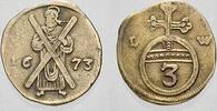 Braunschweig-Calenberg-Hannover Ausbeute 3 Pfennig Johann Friedrich 1665-1679. -