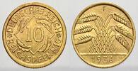 Weimarer Republik 10 Reichspfennig 1936 F Stempelglanz