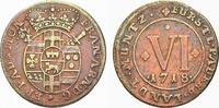 Cu 6 Pfennig 1718 Paderborn, Bistum Franz Arnold von Metternich 1704-1718. Min. Kratzer. Sehr schön