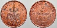 Brandenburg-Preußen Cu 3 Pfennig Wilhelm I. 1861-1888. -