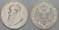 Sachsen-Meiningen 5 Mark 1908 D Georg II. 1866-1914. Fast vorzüglich-vorzüglich, kleine Kratzer