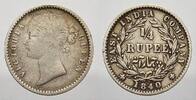 Indien-British Indien One 1/4 Rupee 1840 Victoria 1837-1901. Sehr schön