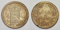 Niederlande-Niederländisch-Ostindien 1/4 Gulden 1910 Wilhelmina 1890-1948. Feine Tönung, Prägefrisch