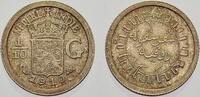 Niederlande-Niederländisch-Ostindien 1/10 Gulden 1910 Wilhelmina 1890-1948. Feine Tönung, Prägefrisch