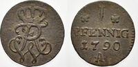 Pfennig 1790  A Brandenburg-Preußen Friedrich Wilhelm II. 1786-1797. Sehr schön+ mit schöner Patina