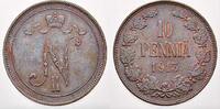 Russland Cu 10 Penniä 1 1913 Zar Nikolaus II. 1894-1917. Vorzüglich- fast stempelglanz mit schöner P