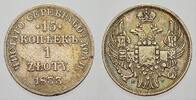 Polen 15 Kopeken/1 Zloty 1833 NG Nikolaus I. von Rußland 1825-1855. Sehr schön+