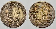 Polen 3 Gröscher 1 1601 K Sigismund III. 1587-1632. Prachtexemplar. Vorzüglich+ mit schöner Patina