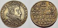 3 Gröscher 1 1605  K Polen Sigismund III. 1587-1632. Selten. Prachtexemplar, vorzüglich+