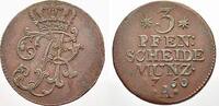 Cu 3 Pfennig 1760  A Brandenburg-Preußen Friedrich II. 1740-1786. Winz. Schrötlingsfehler, sehr schön+
