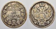 Polen 20 Kopeken/40 Groszy Nikolaus I. von Rußland 1825-1855. -