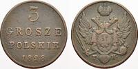 Polen Cu 3 Grosze Nikolaus I. von Rußland 1825-1855. -
