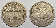 Polen 15 Kopeken/1 Zloty Nikolaus I. von Rußland 1825-1855. -