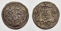Sachsen-Albertinische Linie Pfennig Friedrich August I. 1694-1733, , 1697 König von Polen und Großfürst von Litauen. -