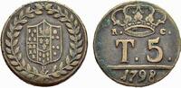 Italien-Neapel und Sizilien Cu 5 Tornesi Ferdinand IV 1759-1799. -