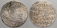 Riga, Stadt 3 Gröscher 1 1598 Sigismund III. 1587-1632. Leicht dezentriert, sehr schön+