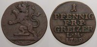 Reuss, ältere Linie zu Obergreiz Cu Pfennig Heinrich XI. 1723-1800.