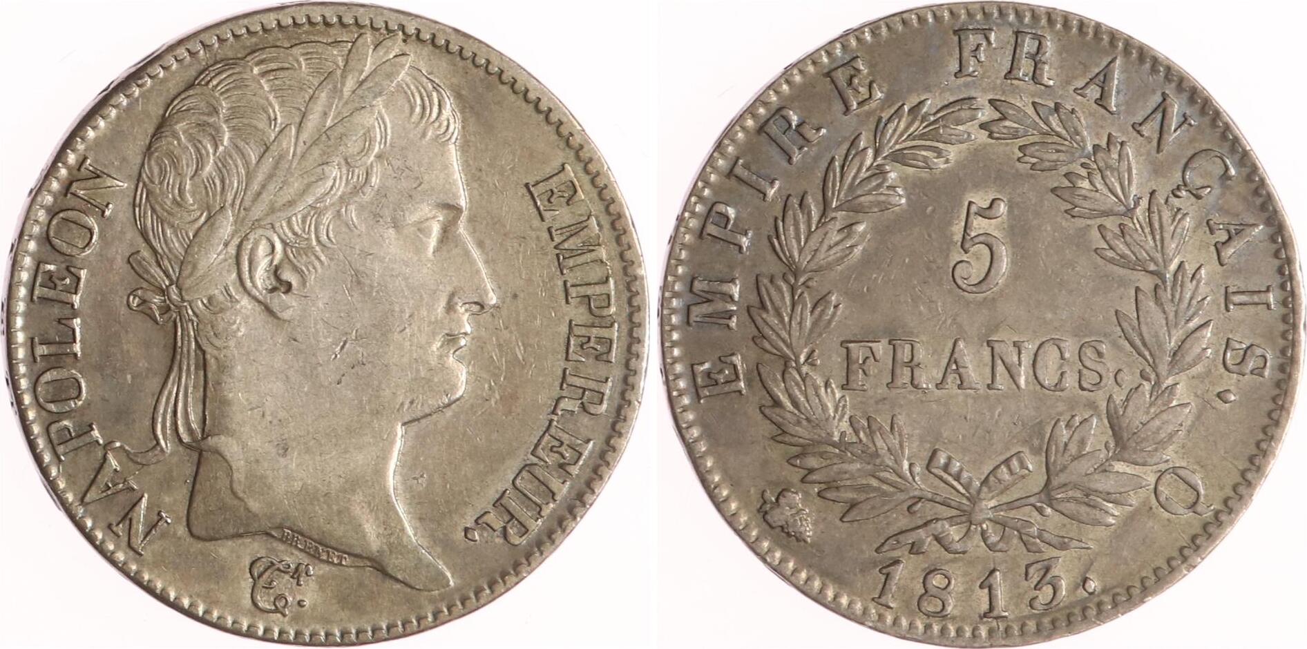 Frankreich 5 Francs 1813 Q Napoleon I. 18041814, 1815. Sehr schön