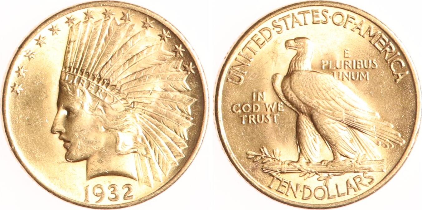 USA 10 Dollars 1932 Indian Head Vorz glich Stempelglanz MA Shops usa-10-dollars-1932-indian-head-vorz-glich-stempelglanz-ma-shops
