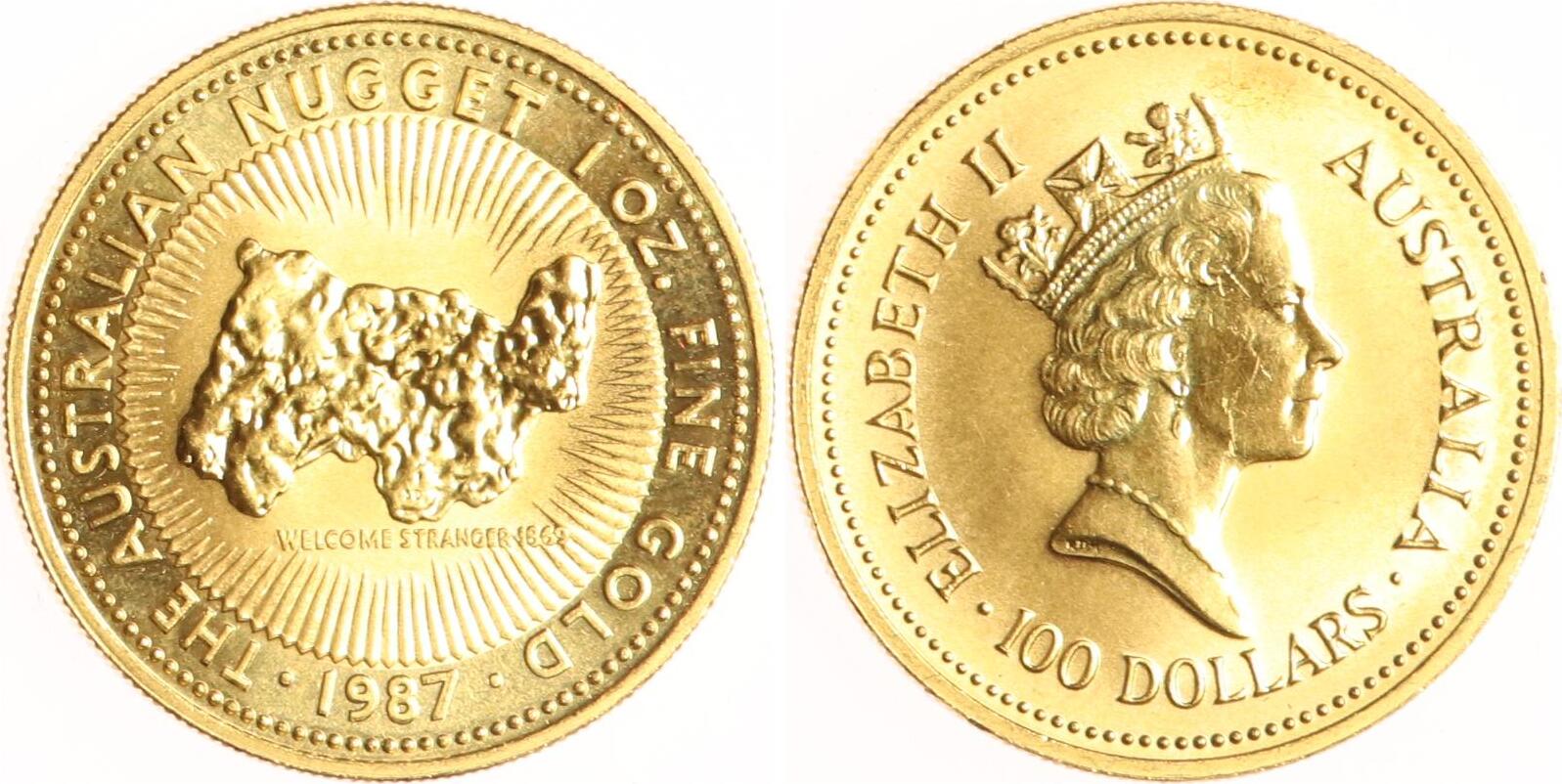 Australien 100 Dollars 1987 Australian Nugget Stempelglanz MA Shops australien-100-dollars-1987-australian-nugget-stempelglanz-ma-shops