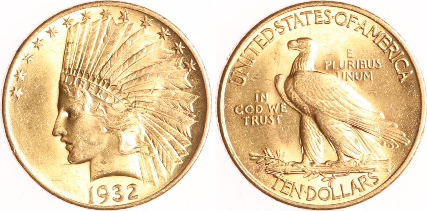 USA 10 Dollars 1932 Indian Head Vorz glich Stempelglanz MA Shops usa-10-dollars-1932-indian-head-vorz-glich-stempelglanz-ma-shops