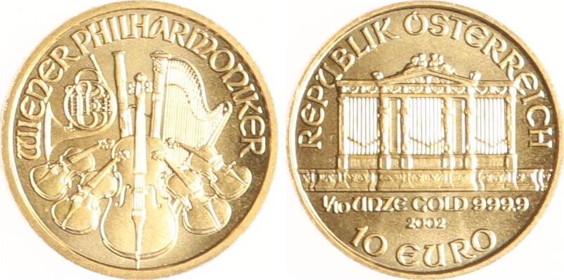 Österreich 10 Euro 2003 Wiener Philharmoniker. Stempelglanz