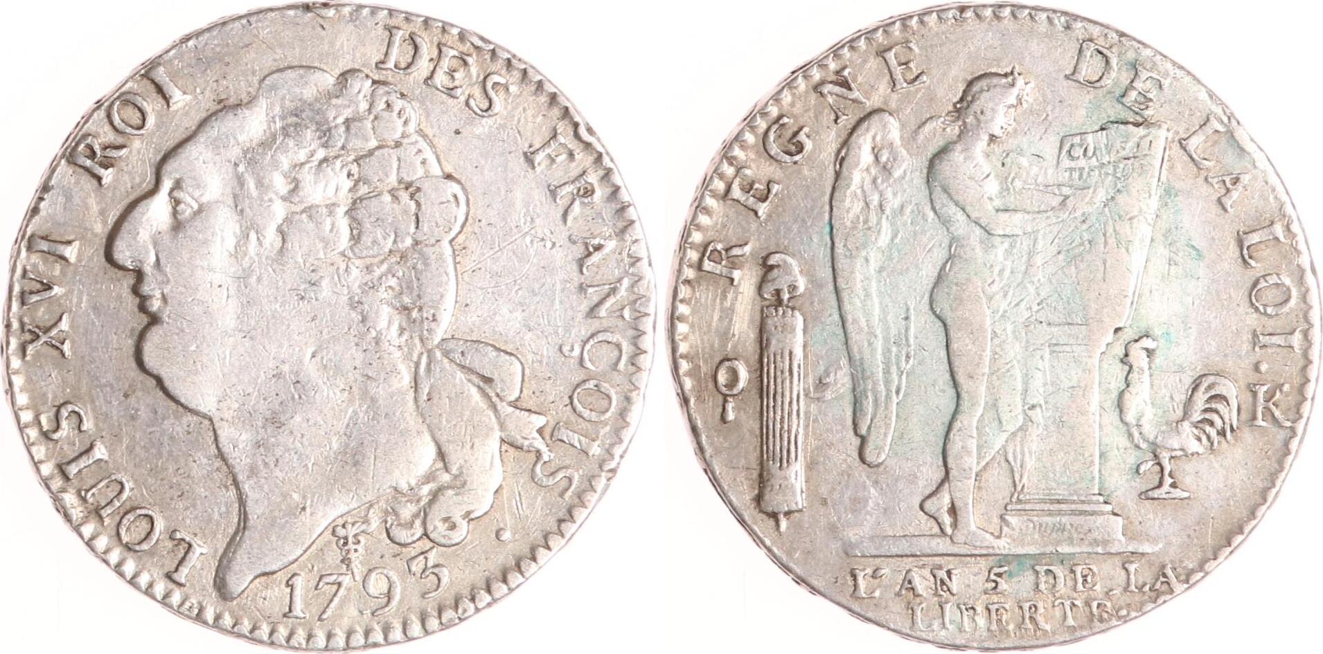 Frankreich Ecu 1793 Ludwig XVI. 17741793. Sehr schön+