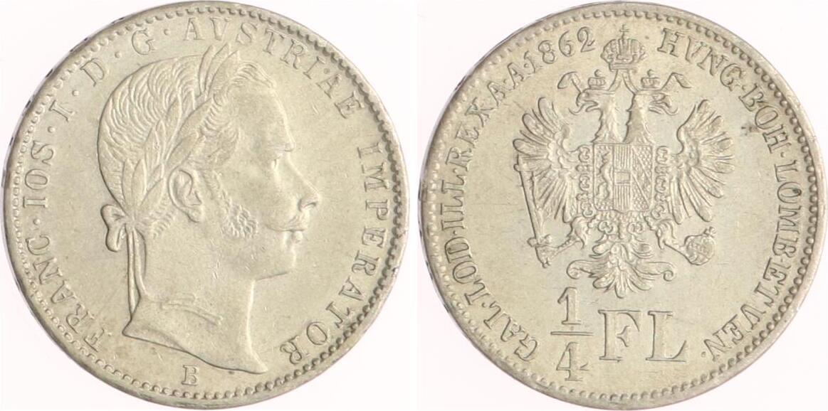 Österreich 1/4 Gulden 1862 B Franz Joseph I. 1848-1916. Sehr Schön | MA ...