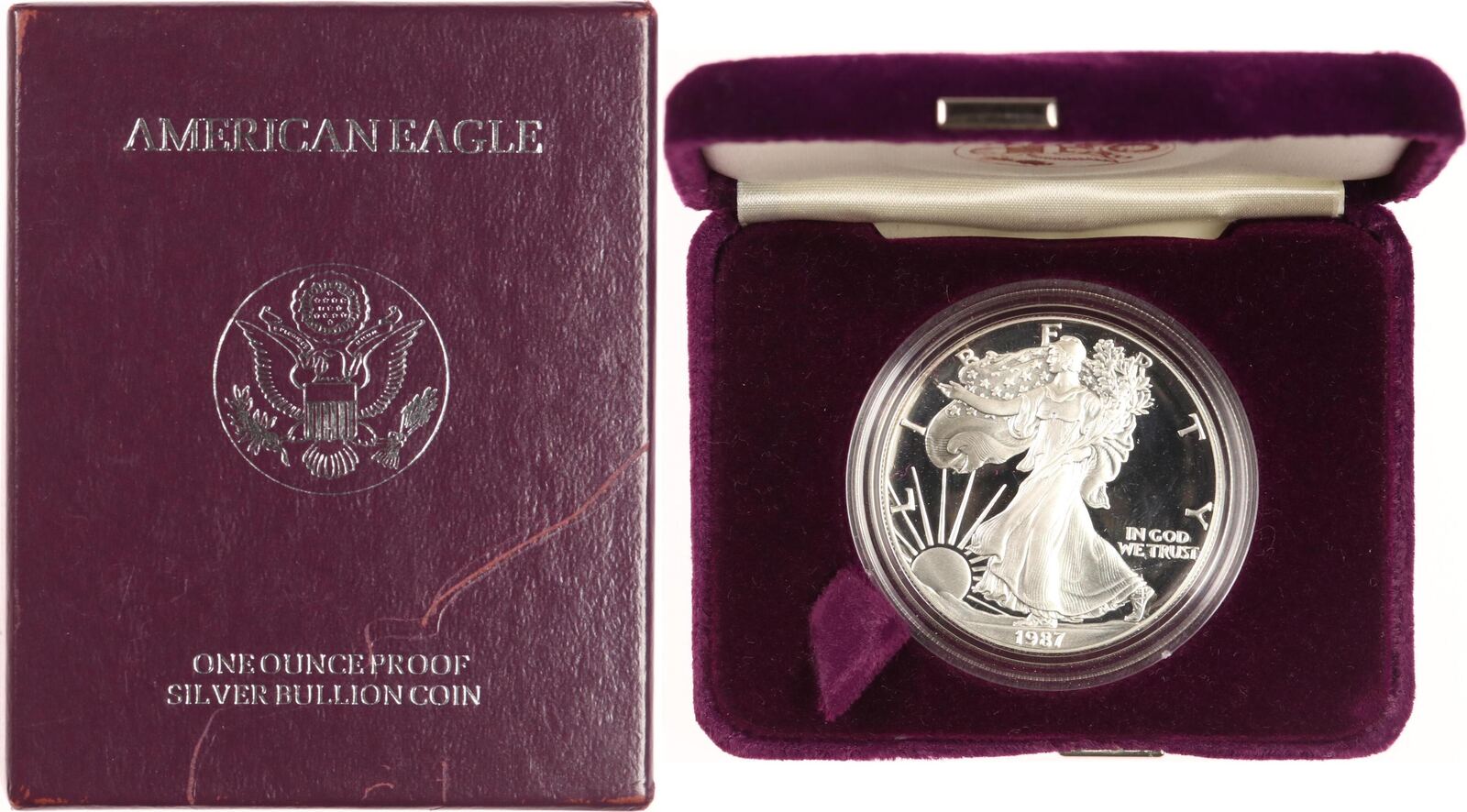 USA 1 Dollar 1987 American Eagle Polierte Platte Im Etui Zertifikat usa-1-dollar-1987-american-eagle-polierte-platte-im-etui-zertifikat