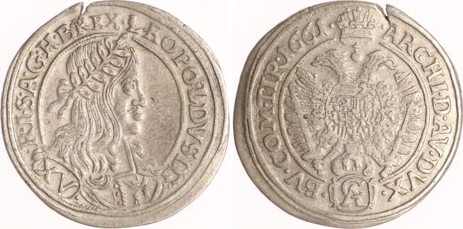 RömischDeutschesReich 15 Kreuzer 1661 Leopold I. 16571705. Sehr