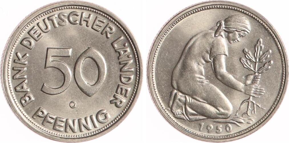 Bundesrepublik Deutschland 50 Pfennig 1950 G Bank ...