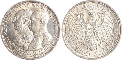 Mecklenburg-Schwerin 3 Mark 1915 A Friedrich Franz IV. 1897-1918. Vorzüglich - Stempelglanz