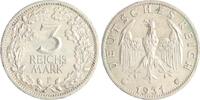 Weimarer Republik 3 Reichsmark Umlaufmünze. -